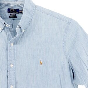 Polo Ralph Lauren Men's XXL Classic Fit‎ Untucked Fit Blue Chambray Button Shirt